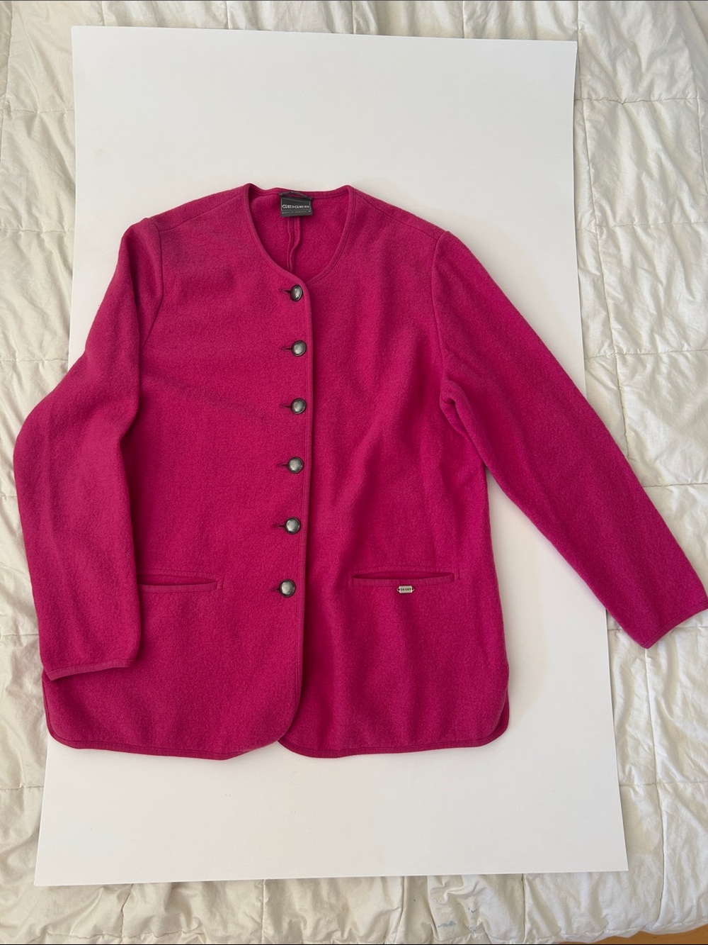 Geiger boiled wool cardigan pink size large